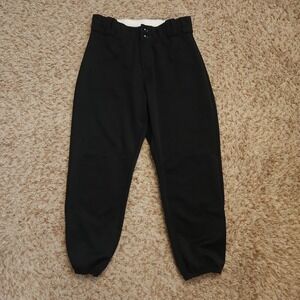 Alleson‎ Athletic Softball Pants Girls Medium Black Double Snap Elastic Hem